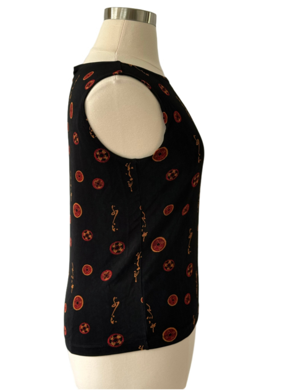 Chico's Travelers Tank Top Black Red Gold Patterned sz 16 (Chico’s sz 3) - Picture 4 of 7